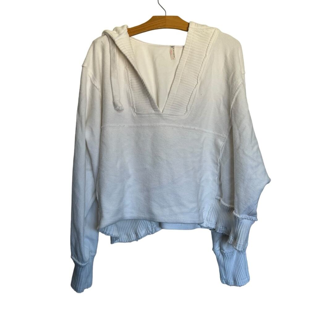 Free People FP Movement Timko Hoodie Oversized V Neck Sweatshirt White Size L